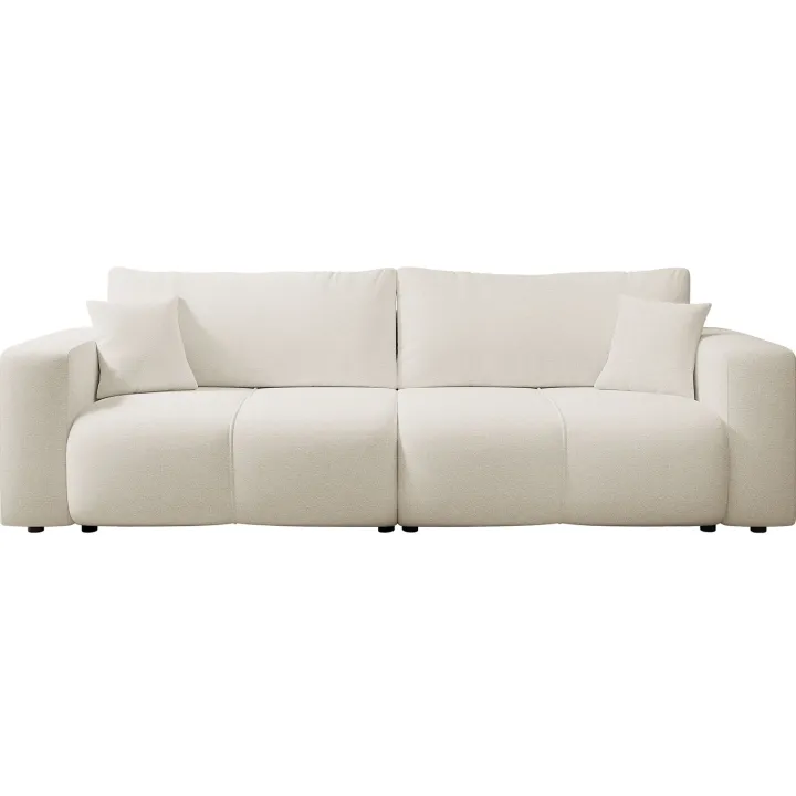 Divano letto 3 posti 248x90cm con contenitore in tessuto velo bianco Floty
