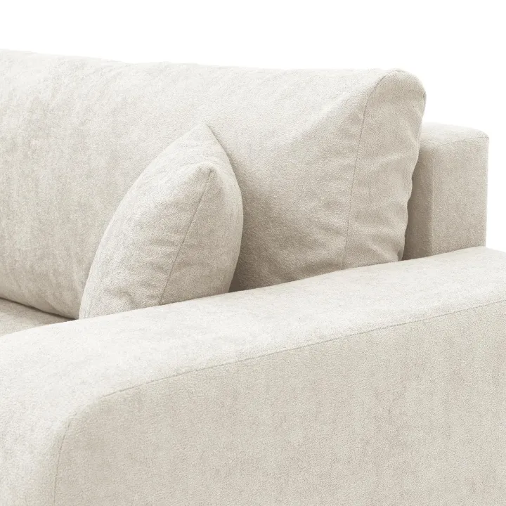 Divano letto 3 posti 248x90cm con contenitore in tessuto velo bianco Floty