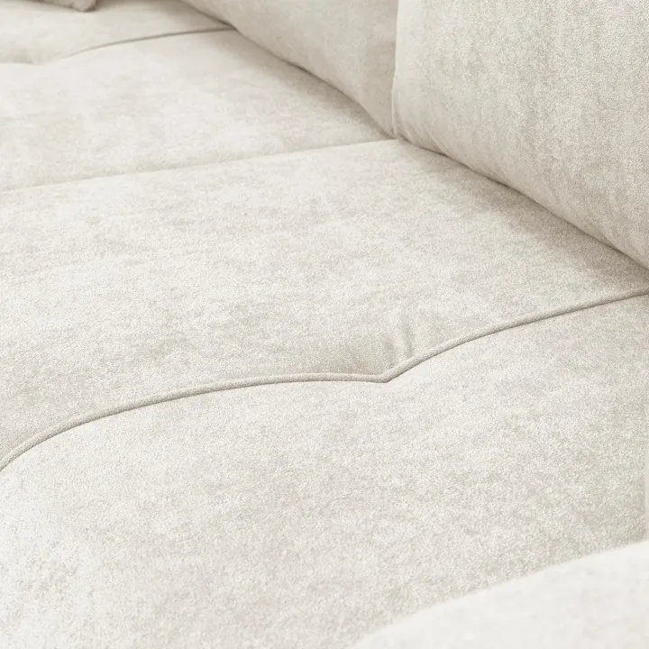 Divano letto 3 posti 248x90cm con contenitore in tessuto velo bianco Floty