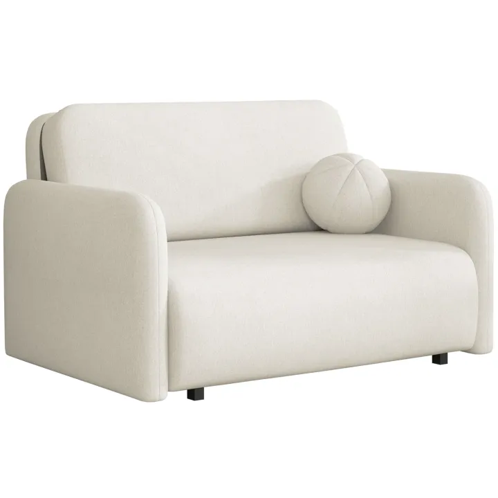 Divano letto 2 posti 130x103 cm con contenitore e cuscino tessuto velo panna Reposa