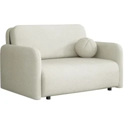 Divano letto 2 posti 130x103 cm con contenitore e cuscino tessuto bouclé beige chiaro Reposa