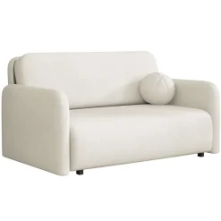 Divano letto 2 posti 150x103 cm con contenitore e cuscino tessuto velo panna Reposa