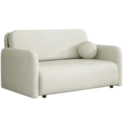 Divano letto 2 posti 150x103 cm con contenitore e cuscino tessuto bouclé beige chiaro Reposa