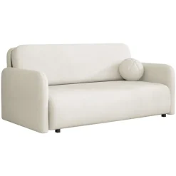 Divano letto 3 posti 170x103 cm con contenitore e cuscino tessuto velo panna Reposa