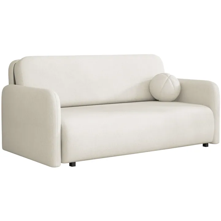 Divano letto 3 posti 170x103 cm con contenitore e cuscino tessuto velo panna Reposa