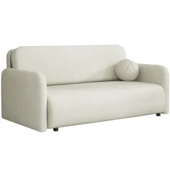 Divano letto 3 posti 170x103 cm con contenitore e cuscino tessuto bouclé beige chiaro Reposa