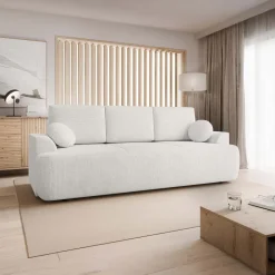 Divano letto 3 posti 248x110cm con contenitore bianco Novera