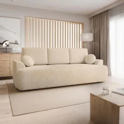 Divano letto 3 posti 248x110cm con contenitore beige cashmere Novera