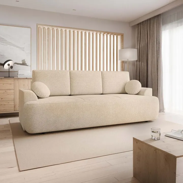 Divano letto 3 posti 248x110cm con contenitore beige cashmere Novera