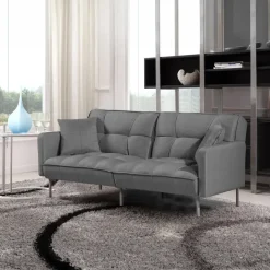 Divano letto 2 posti 193x58cm grigio acciaio Cassandra