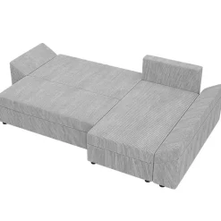 Divano letto 3 posti 240x140cm matrimoniale angolare reversibile velluto a coste grigio Appia