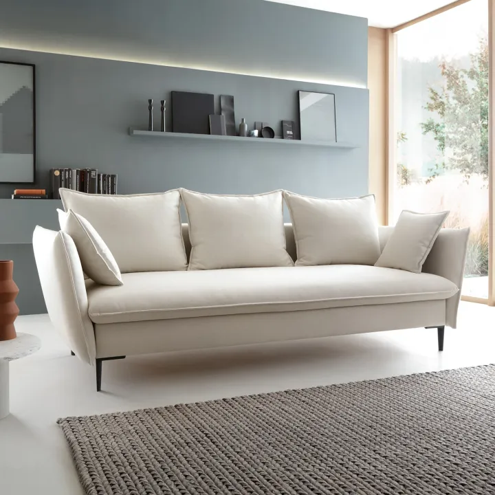 Divano letto 3 posti 237x105cm tessuto bianco Tranquil
