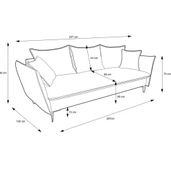 Divano letto 3 posti 237x105cm tessuto bianco Tranquil