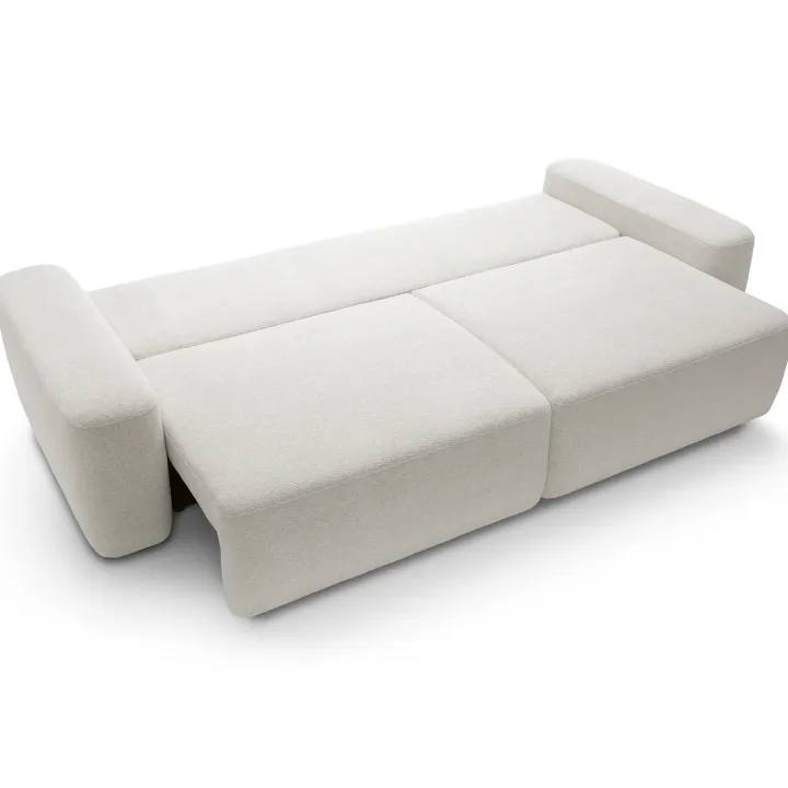 Divano letto 3 posti 257x105cm tessuto bianco Cozyfy
