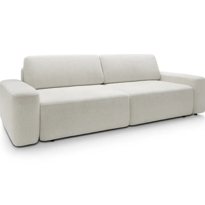 Divano letto 3 posti 257x105cm tessuto bianco Cozyfy