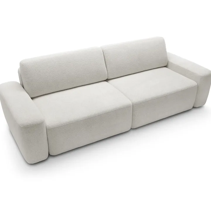 Divano letto 3 posti 257x105cm tessuto bianco Cozyfy