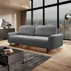 Divano letto 3 posti 244x102cm tessuto grigio Shimmer
