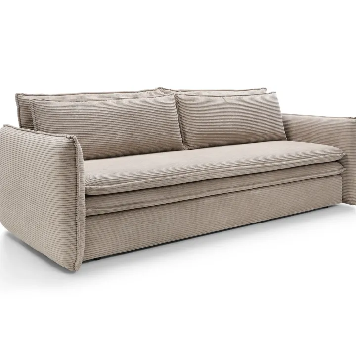 Divano letto 3 posti 229x103cm velluto a coste tortora Softure