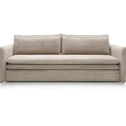 Divano letto 3 posti 229x103cm velluto a coste tortora Softure