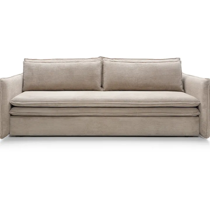 Divano letto 3 posti 229x103cm velluto a coste tortora Softure