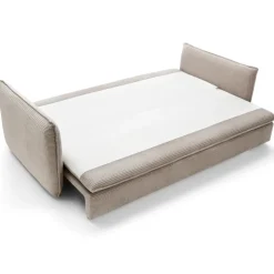 Divano letto 3 posti 229x103cm velluto a coste tortora Softure
