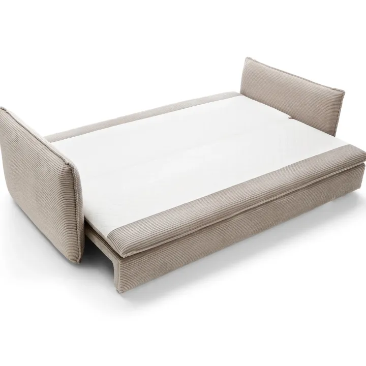 Divano letto 3 posti 229x103cm velluto a coste tortora Softure