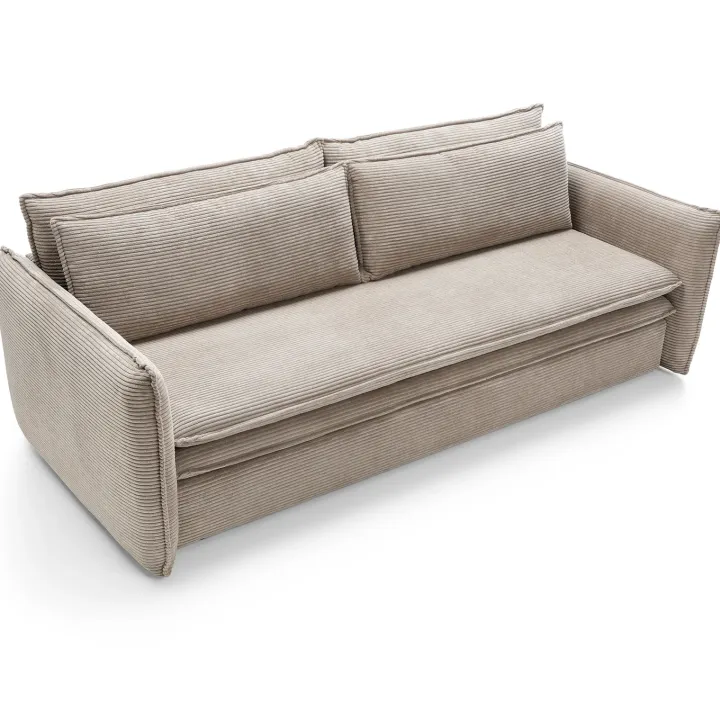 Divano letto 3 posti 229x103cm velluto a coste tortora Softure
