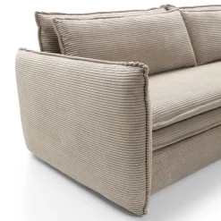 Divano letto 3 posti 229x103cm velluto a coste tortora Softure