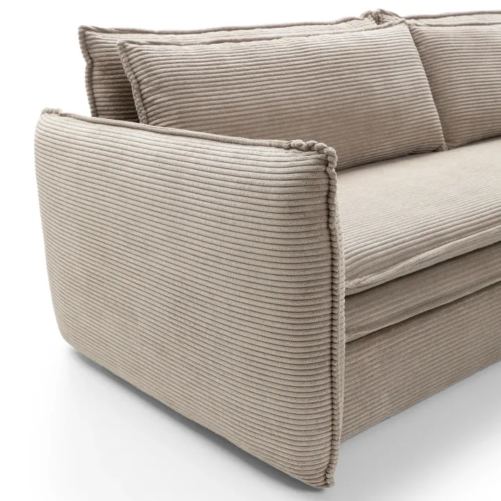 Divano letto 3 posti 229x103cm velluto a coste tortora Softure