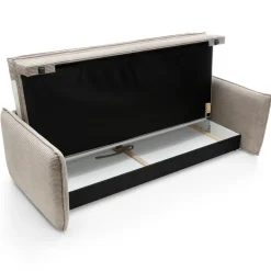 Divano letto 3 posti 229x103cm velluto a coste tortora Softure