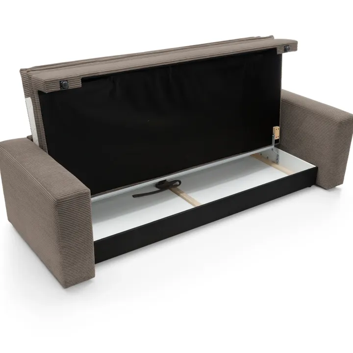 Divano letto 3 posti 244x95cm velluto a coste marrone Restful