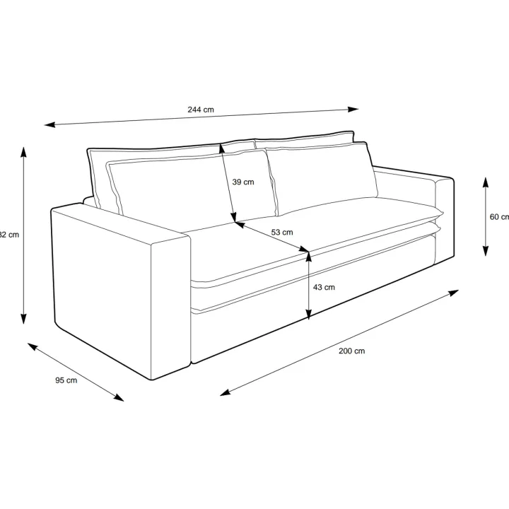 Divano letto 3 posti 244x95cm velluto a coste marrone Restful