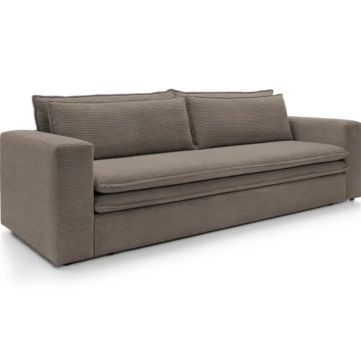Divano letto 3 posti 244x95cm velluto a coste marrone Restful