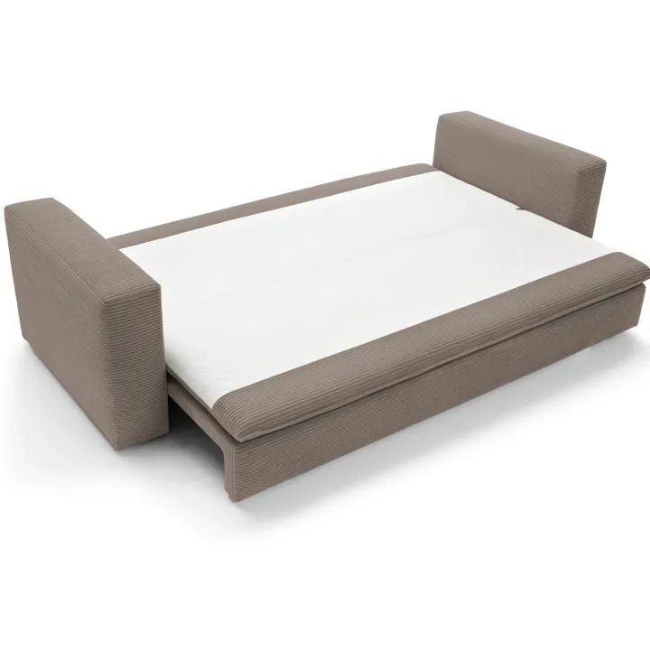 Divano letto 3 posti 244x95cm velluto a coste marrone Restful