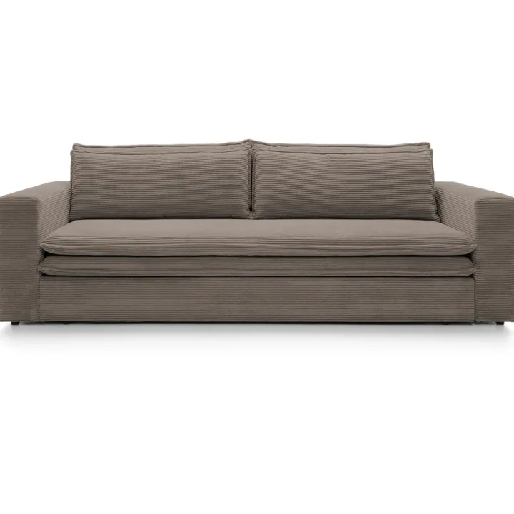 Divano letto 3 posti 244x95cm velluto a coste marrone Restful