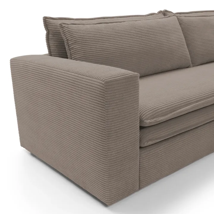 Divano letto 3 posti 244x95cm velluto a coste marrone Restful