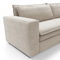 Divano letto 3 posti 244x95cm velluto a coste beige Restful