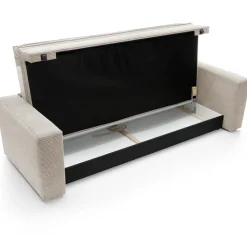 Divano letto 3 posti 244x95cm velluto a coste beige Restful