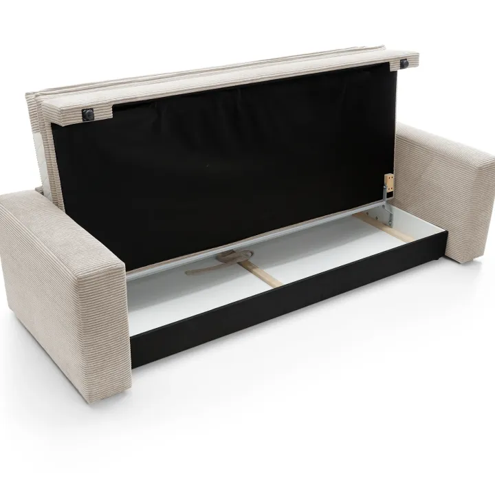 Divano letto 3 posti 244x95cm velluto a coste beige Restful