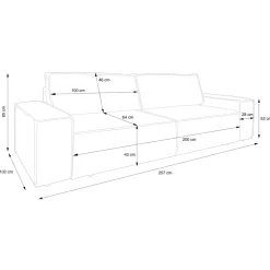 Divano letto 3 posti 257x106cm velluto a coste beige Snuggle