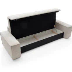 Divano letto 3 posti 257x106cm velluto a coste beige Snuggle