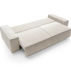 Divano letto 3 posti 257x106cm velluto a coste beige Snuggle