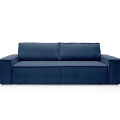 Divano letto 3 posti 257x106cm velluto a coste blu Snuggle