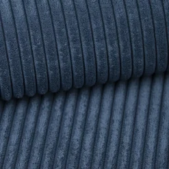 Divano letto 3 posti 257x106cm velluto a coste blu Snuggle