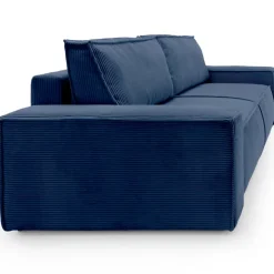 Divano letto 3 posti 257x106cm velluto a coste blu Snuggle