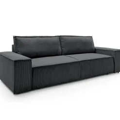Divano letto 3 posti 257x106cm velluto a coste antracite Snuggle