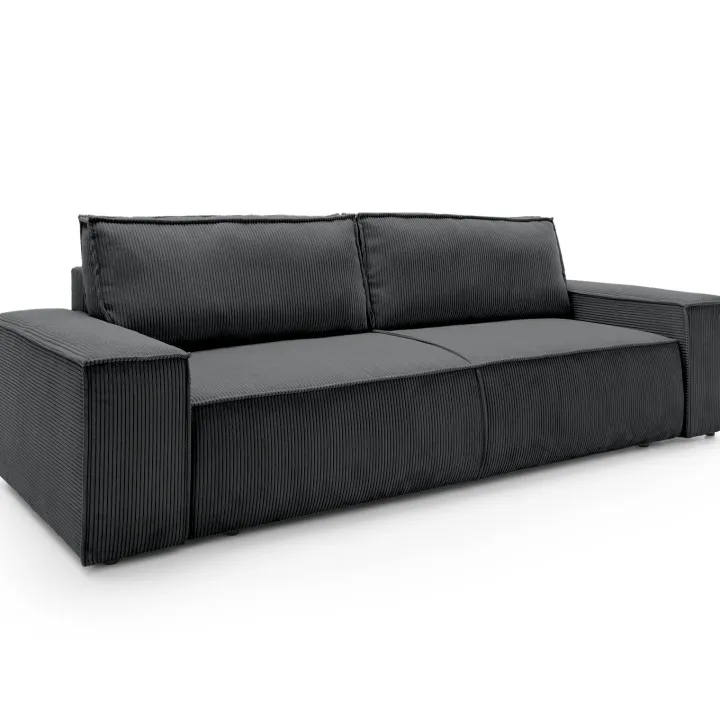 Divano letto 3 posti 257x106cm velluto a coste antracite Snuggle