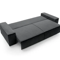 Divano letto 3 posti 257x106cm velluto a coste antracite Snuggle