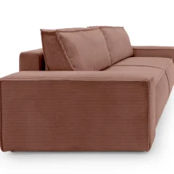 Divano letto 3 posti 257x106cm velluto a coste rosa Snuggle
