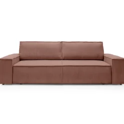 Divano letto 3 posti 257x106cm velluto a coste rosa Snuggle